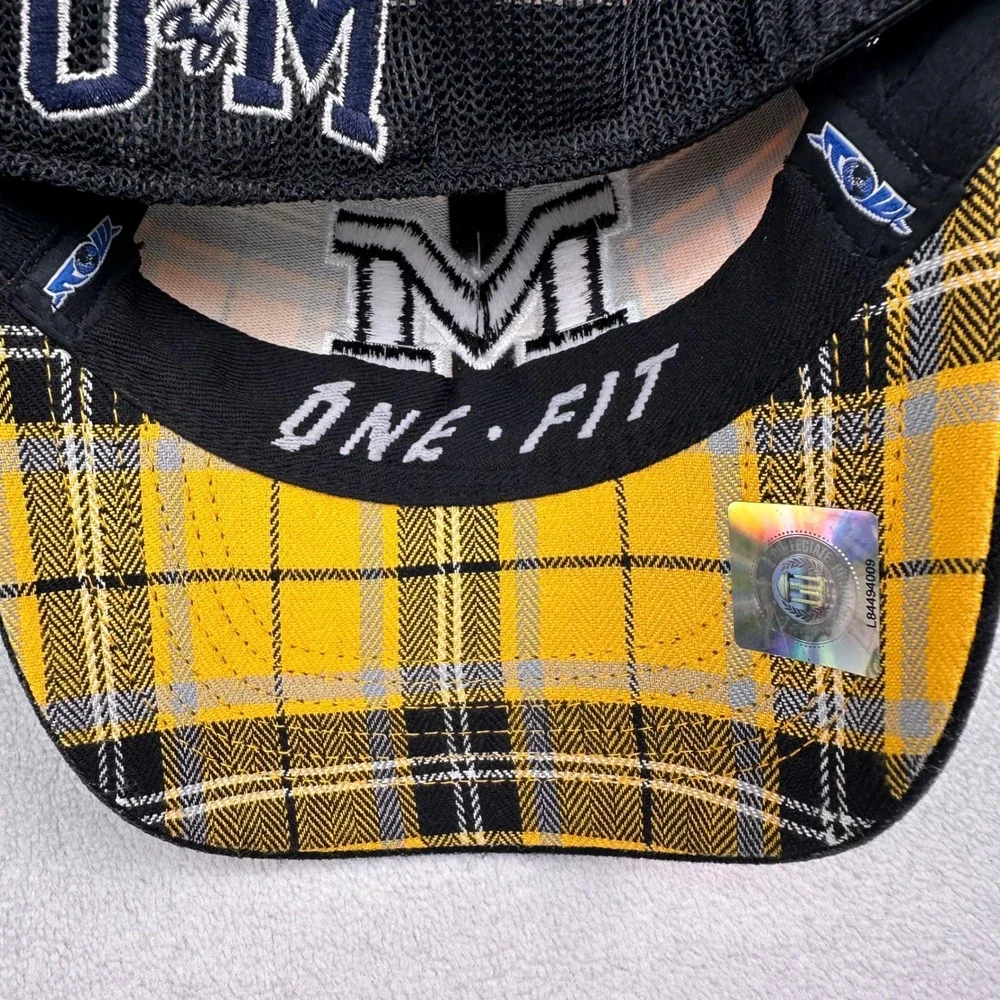 Michigan Wolverines Plaid Rhinestone Hat One Fit Black U‎ of M NCAA Big Ten Y2K